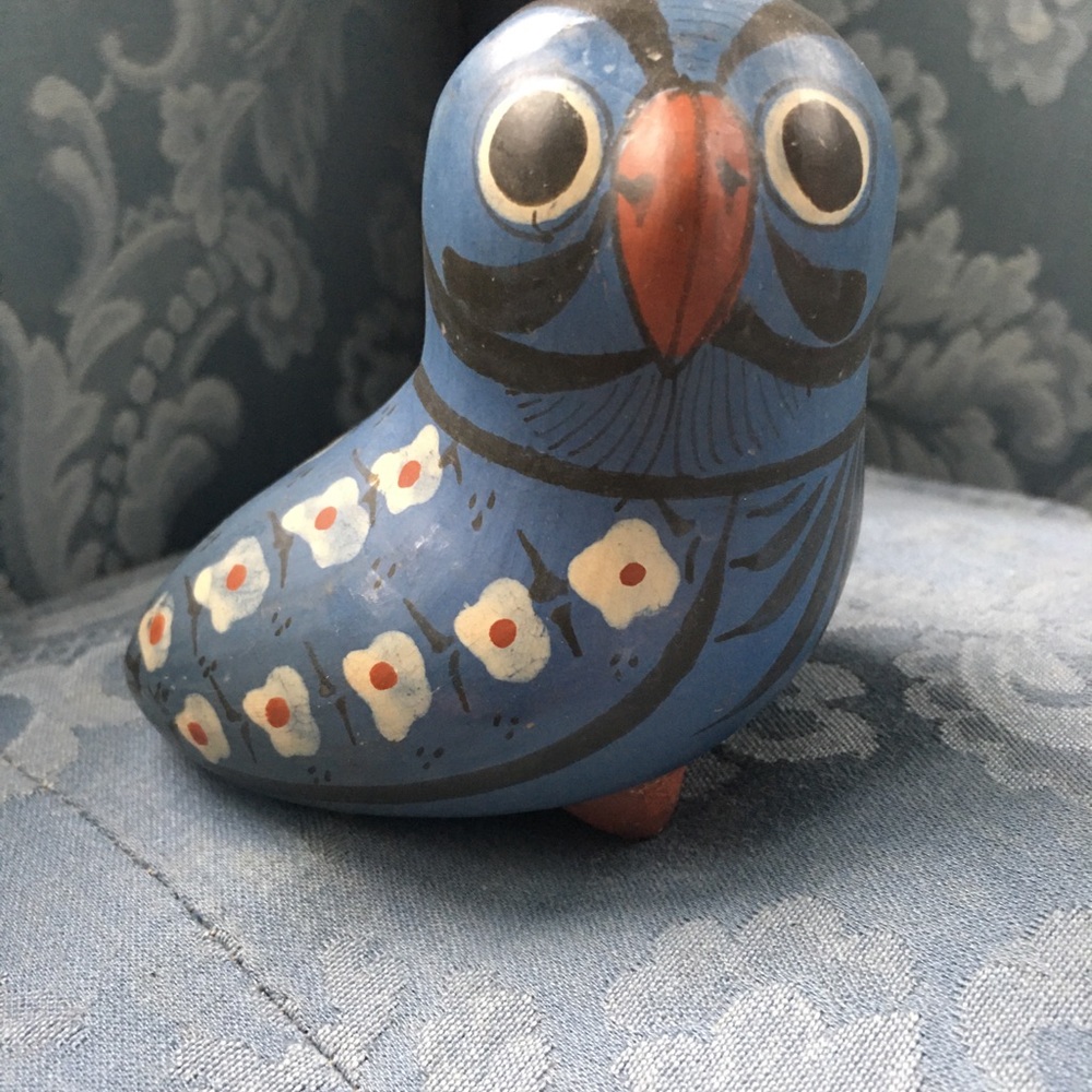 Vintage Mexican folk art pottery bird owl